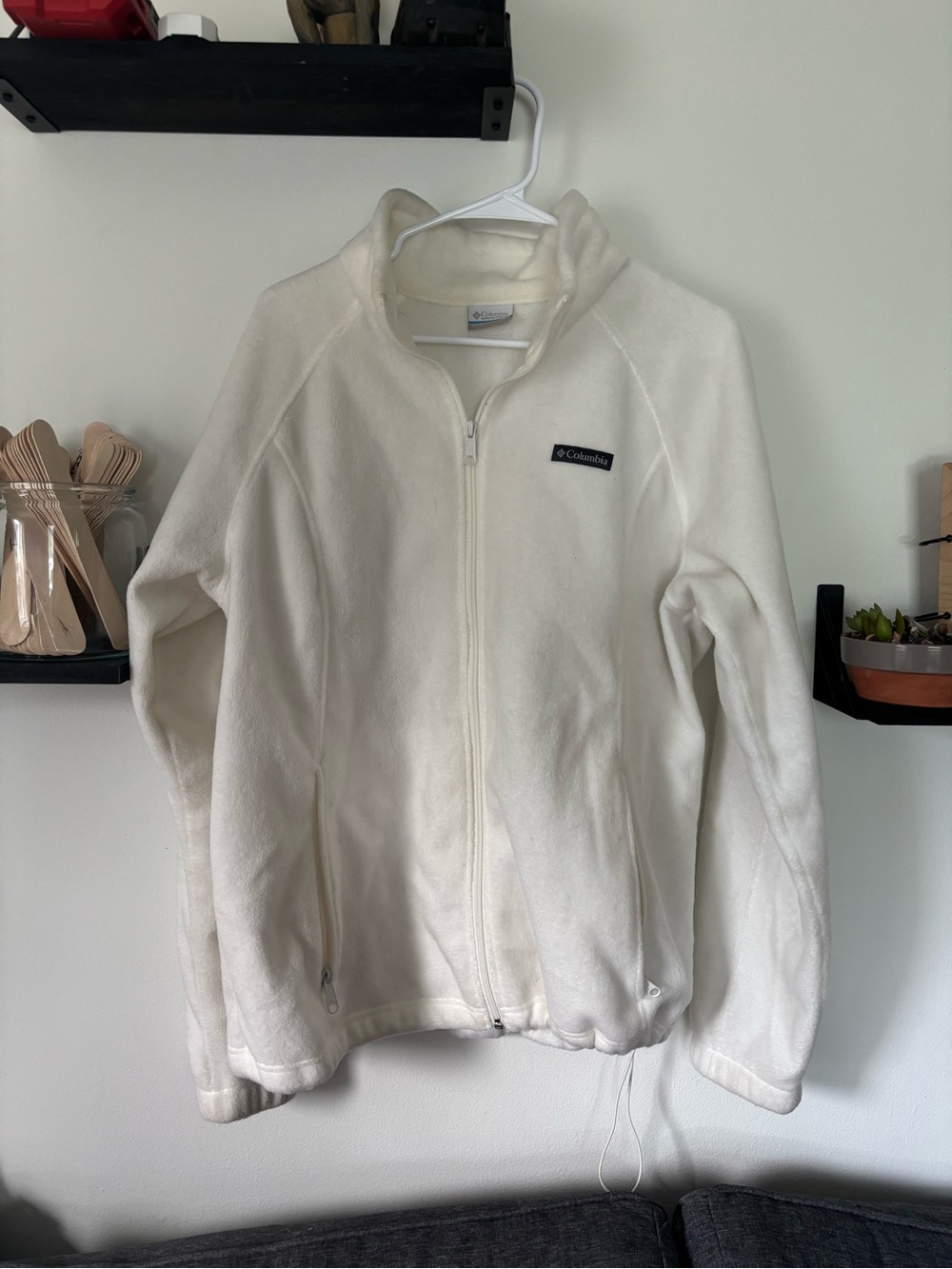 Columbia Cream Ivory Full Zip Fleece Jacket XXL
